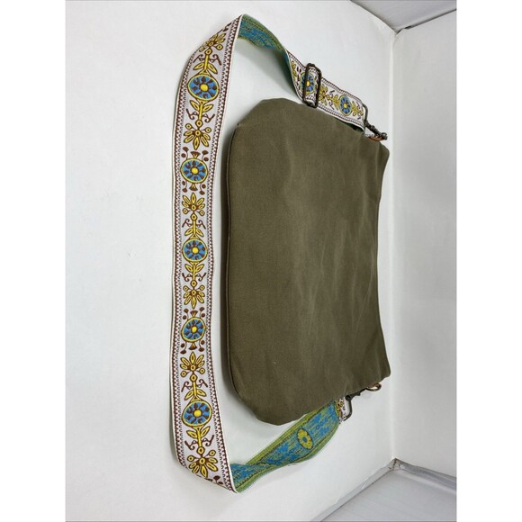 Pretty Simple Large Army Green Canvas Cross Body Tote Guitar Strap Bag - Picture 2 of 9